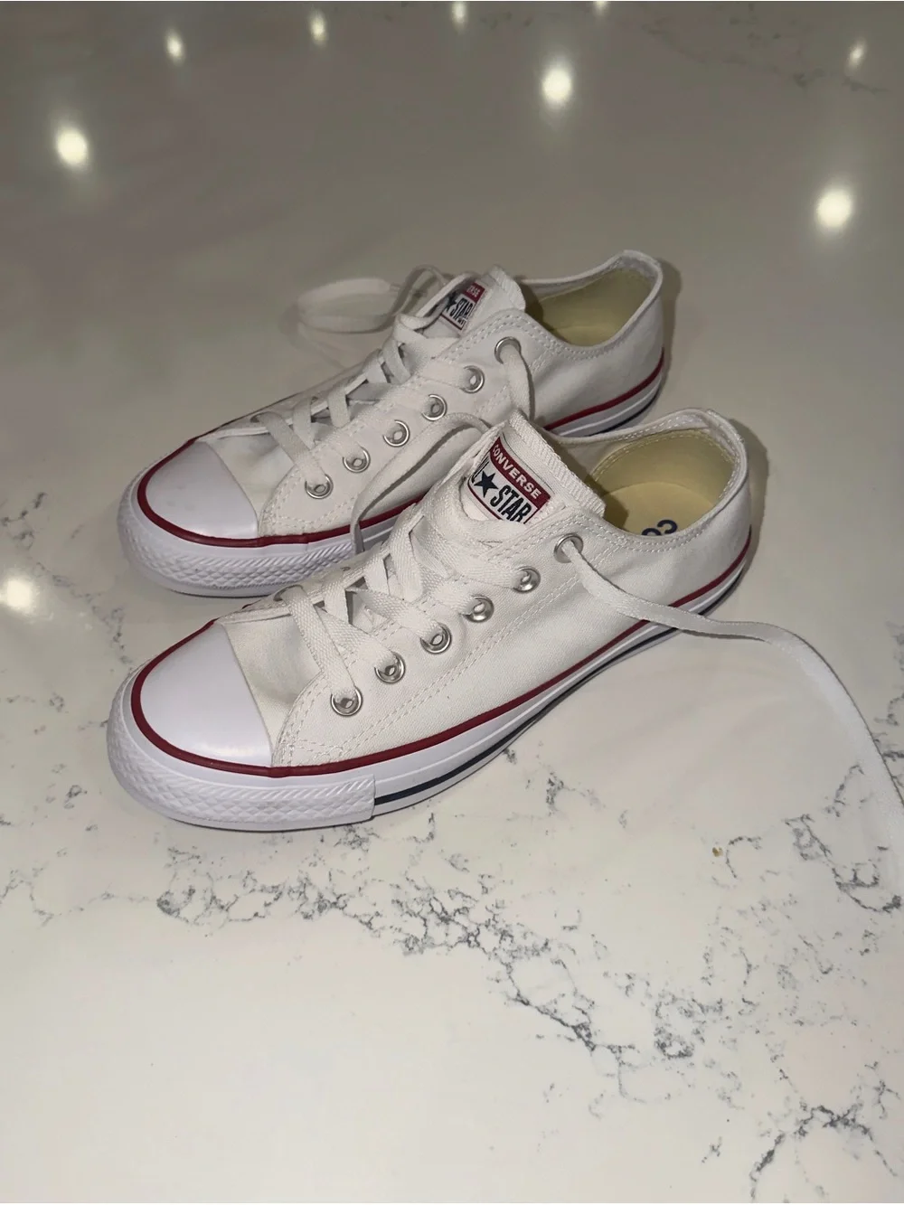 Converse Chuck Taylor All Star Low Top White Canvas Sneakers  woman's 7.5
